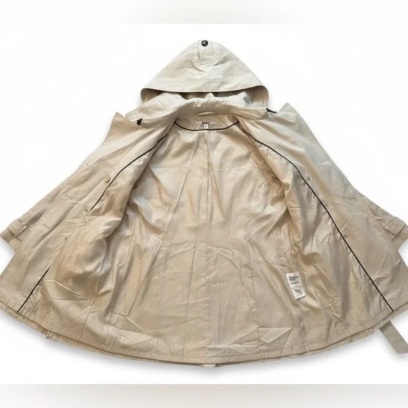 DKNY Cotton Blend Double-Breasted Trench Coat - Sand/Beige - XL (removable hood) - Picture 4 of 10